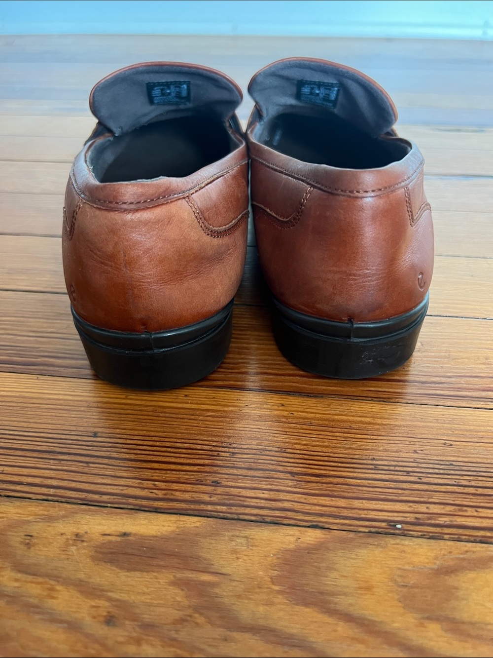ECCO Cognac Brown Leather Penny Loafers Slip On Flat Shoes Women Size EU 41 - Picture 6 of 11